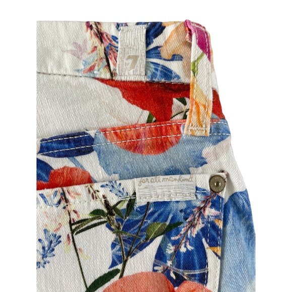 7 for All Mankind Seaside Poppy Ankle Jean Floral Size 24 NWOT $199 Fun Vibrant - Picture 13 of 13